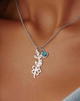 Personalized Birthstone Birth Flower Necklace | Stainless Steel 9