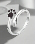 Pet Love | Adjustable Ring | 925 Sterling Silver | Hand and Paw Print Design 2