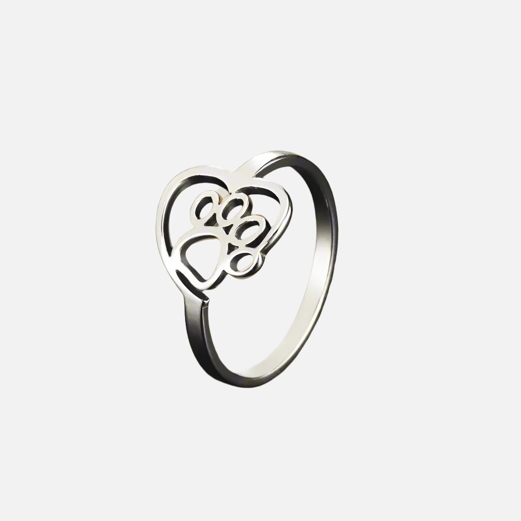 Pet Lover's Heart | Paw Design Ring | Stainless Steel Jewelry | Elegant Accessory 1