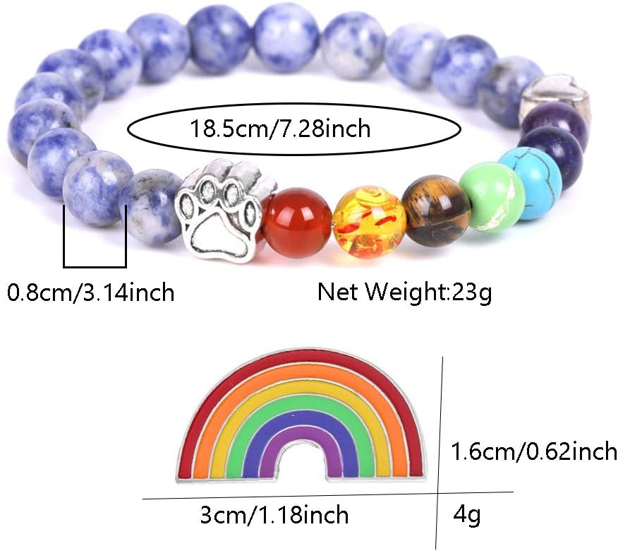 Pet Lover's Tribute Bracelet | Rainbow Bridge Memorial | 7 Chakra Healing Beads | Comfort for Pet Loss 3