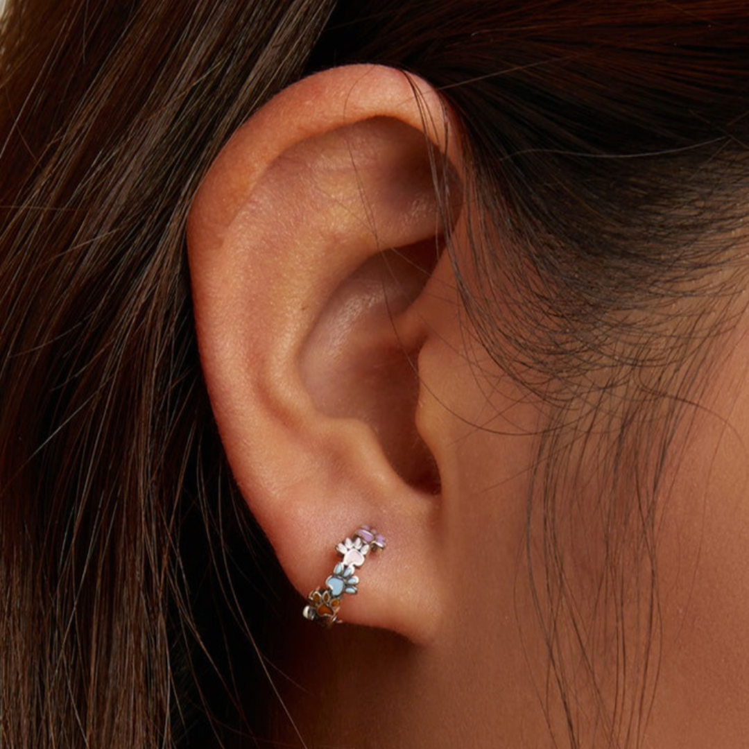 Pet Lovers' Delight | Colorful Paws Hoops | Sterling Silver Earrings | Adorable Animal Jewelry 5