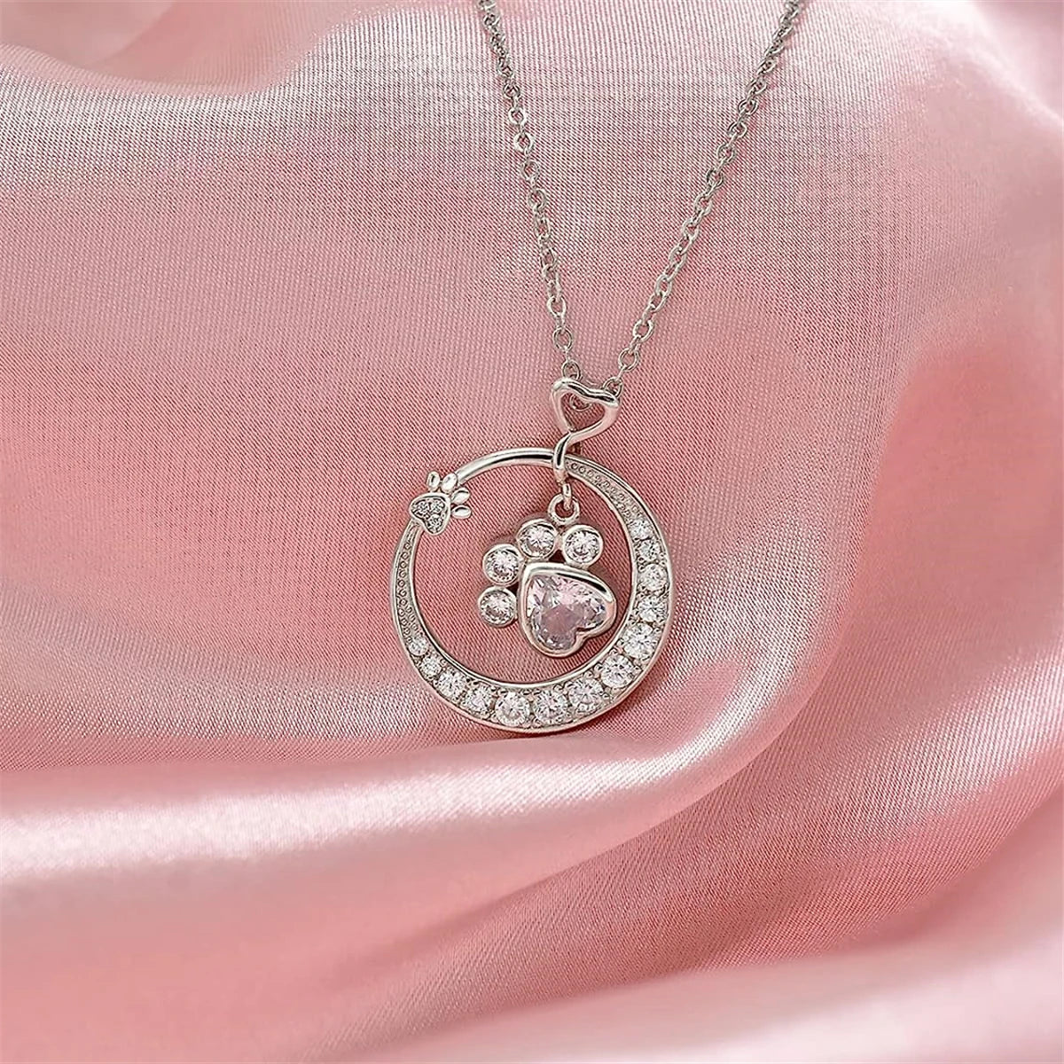 Petra Paw | Paw Print Necklace | Sterling Silver Jewelry | Cubic Zirconia Charm 2