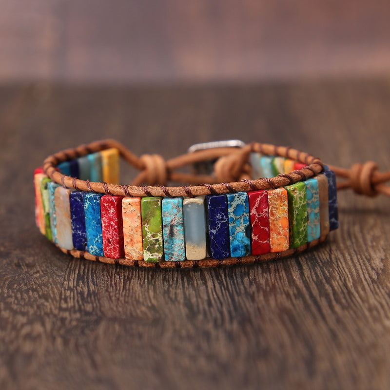 Rainbow Jasper Leather Wrap Bracelet | Leather 0