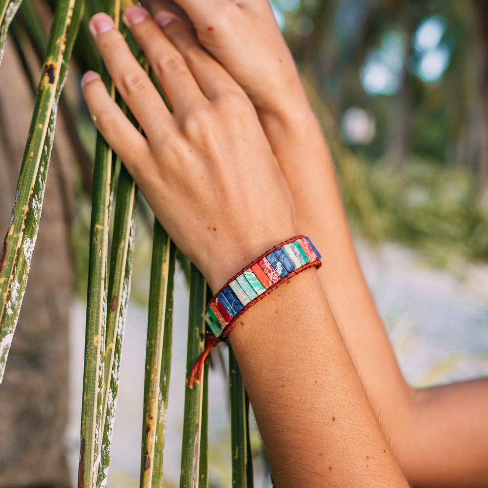 Rainbow Jasper Leather Wrap Bracelet | Leather 1