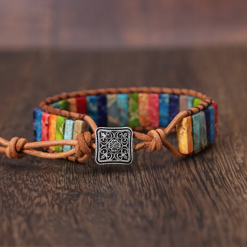 Rainbow Jasper Leather Wrap Bracelet | Leather 2