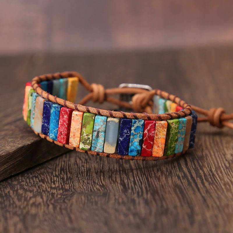 Rainbow Jasper Leather Wrap Bracelet | Leather 3