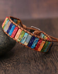 Rainbow Jasper Leather Wrap Bracelet | Leather 5