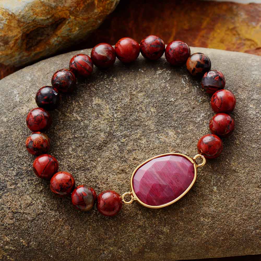 Red Jasper Bead Bracelet | Alloy 0