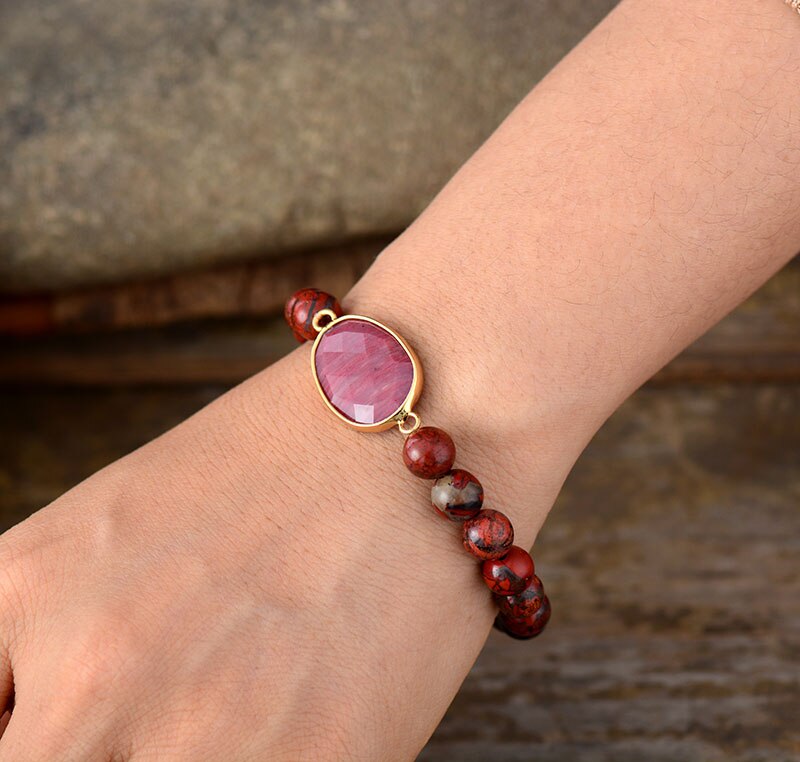 Red Jasper Bead Bracelet | Alloy 1