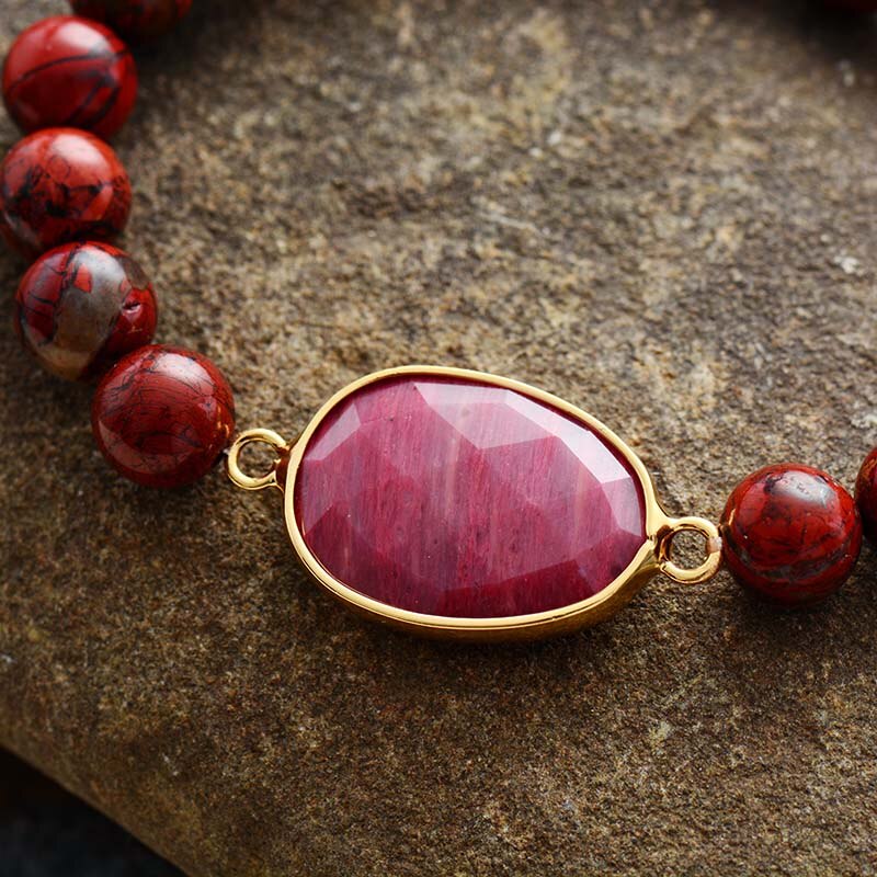 Red Jasper Bead Bracelet | Alloy 2
