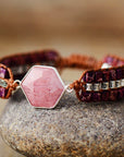Rhodonite Hexagon Bracelet | Zinc Alloy 0