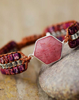 Rhodonite Hexagon Bracelet | Zinc Alloy 1