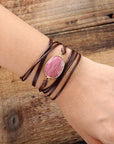 Rhodonite Wrap Bracelet | Vegan Leather 0