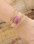 Rhodonite Wrap Bracelet | Vegan Leather 1