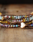 Rhodonite & Jasper Wrap Bracelet | Genuine Leather 2