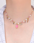 Rhodonite and Pearl Necklace | Stainless Steel 1