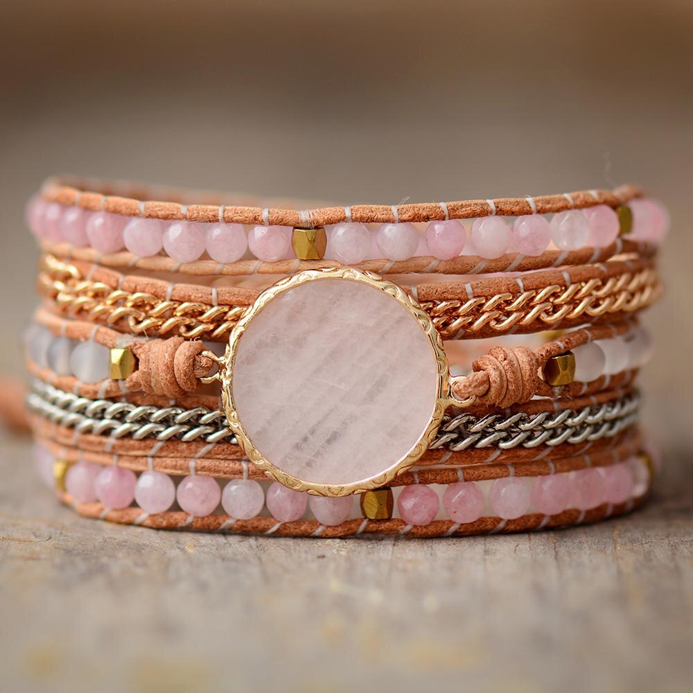 Rose Quartz Wrap Bracelet | Natural Gemstone 0