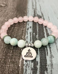 Rose Quartz and Amazonite Bead Mala Bracelet | Gemstone 1