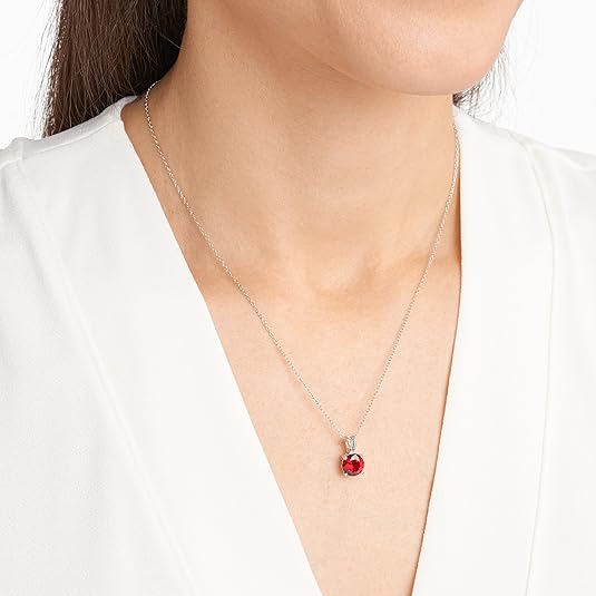 Round Cut Ruby Necklace | White Gold 1