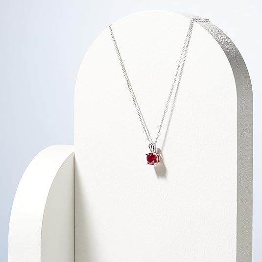 Round Cut Ruby Necklace | White Gold 2