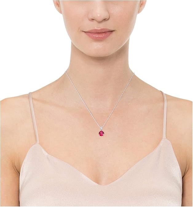 Round Cut Ruby Necklace | White Gold 3