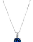 Round Cut Sapphire Necklace | White Gold 0