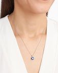 Round Cut Sapphire Necklace | White Gold 1