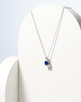 Round Cut Sapphire Necklace | White Gold 2
