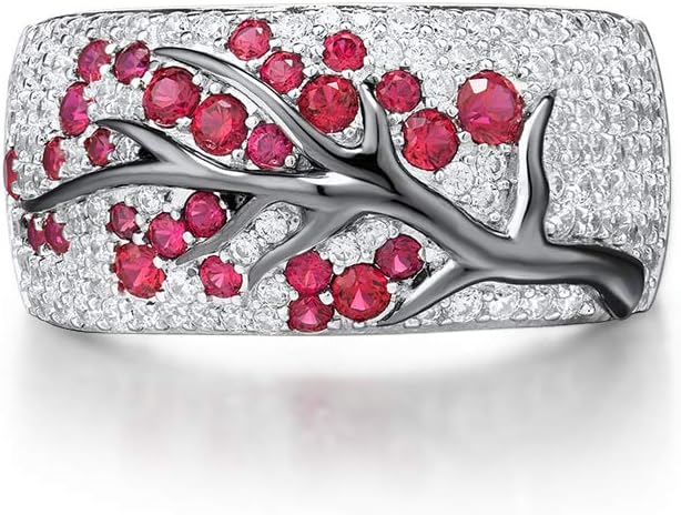 Ruby Blossom Tree Ring | White Gold 1
