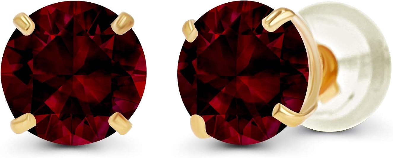 Ruby Round Stud Earrings | Gold 0