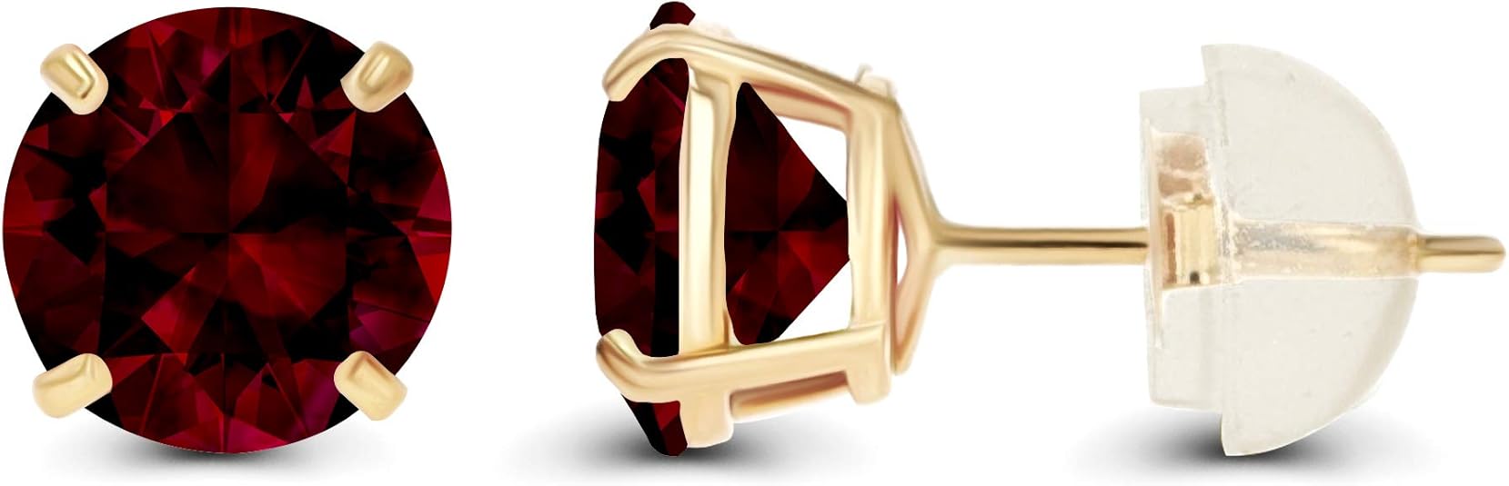 Ruby Round Stud Earrings | Gold 1