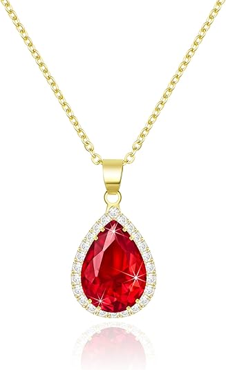 Ruby Teardrop Pendant Necklace | Gold 0