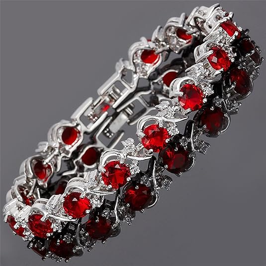 Ruby Vine Tennis Bracelet | White Gold 1