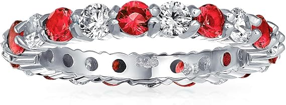 Ruby and White Stone Band Ring | White Gold 1