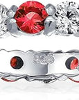 Ruby and White Stone Band Ring | White Gold 1