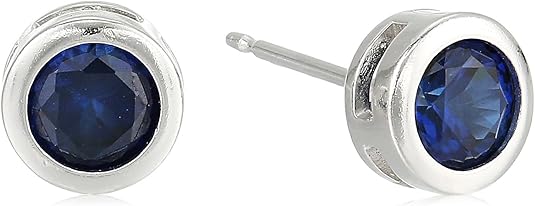 Sapphire Bezel Stud Earrings | White Gold 0