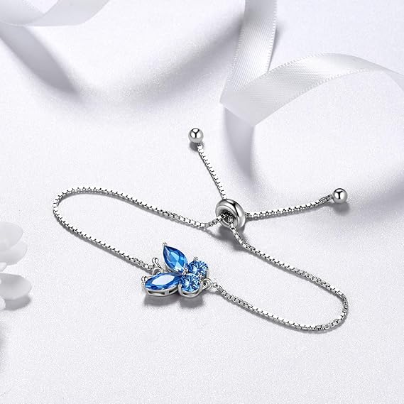 Sapphire Butterfly Bracelet | White Gold 1