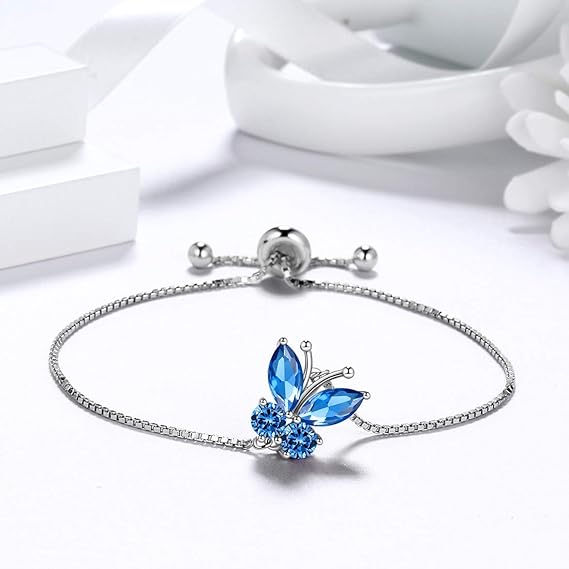 Sapphire Butterfly Bracelet | White Gold 2