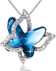 Sapphire Butterfly Necklace | White Gold 0