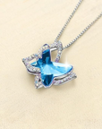 Sapphire Butterfly Necklace | White Gold 1