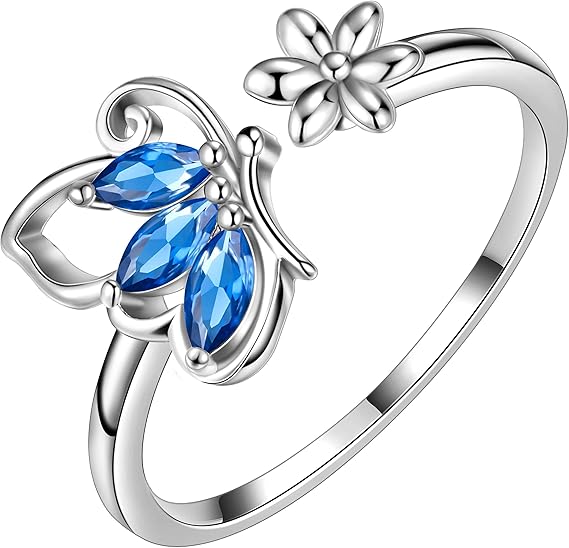Sapphire Butterfly Ring | White Gold 0