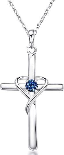 Sapphire Cross Necklace | White Gold 0