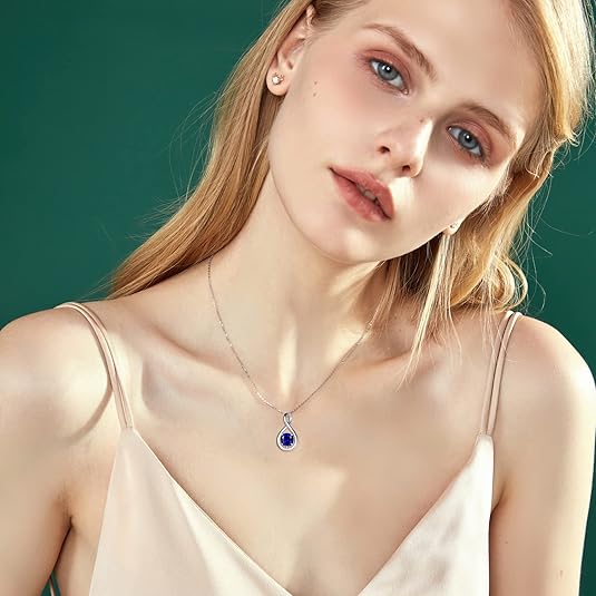 Sapphire Infinity Pendant Necklace | White Gold 1