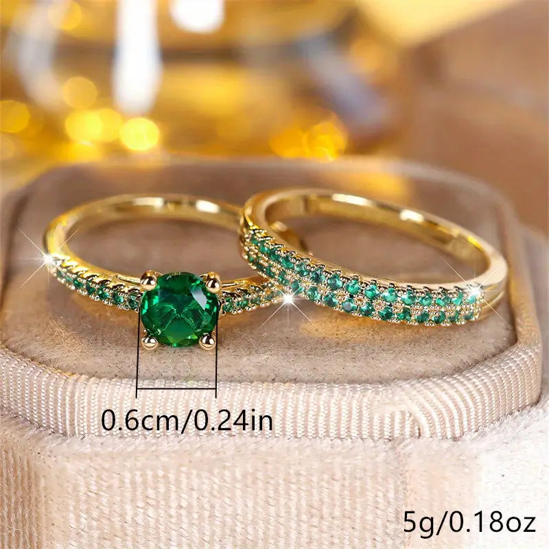 Serena Emerald Wedding Ring Set | Gold 3