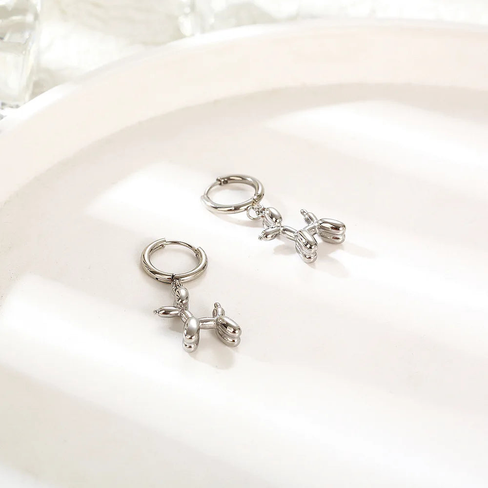 Sophisticated Joy | Gold Huggie Earrings | Balloon Dog Charm | Unique Accessories 3