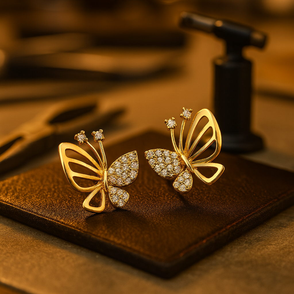 Sophisticated Women's Zircon Butterfly Stud Earrings | Elegant Jewelry | Timeless Accessories | Hypoallergenic Design 0
