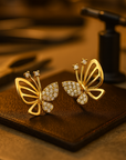 Sophisticated Women's Zircon Butterfly Stud Earrings | Elegant Jewelry | Timeless Accessories | Hypoallergenic Design 0