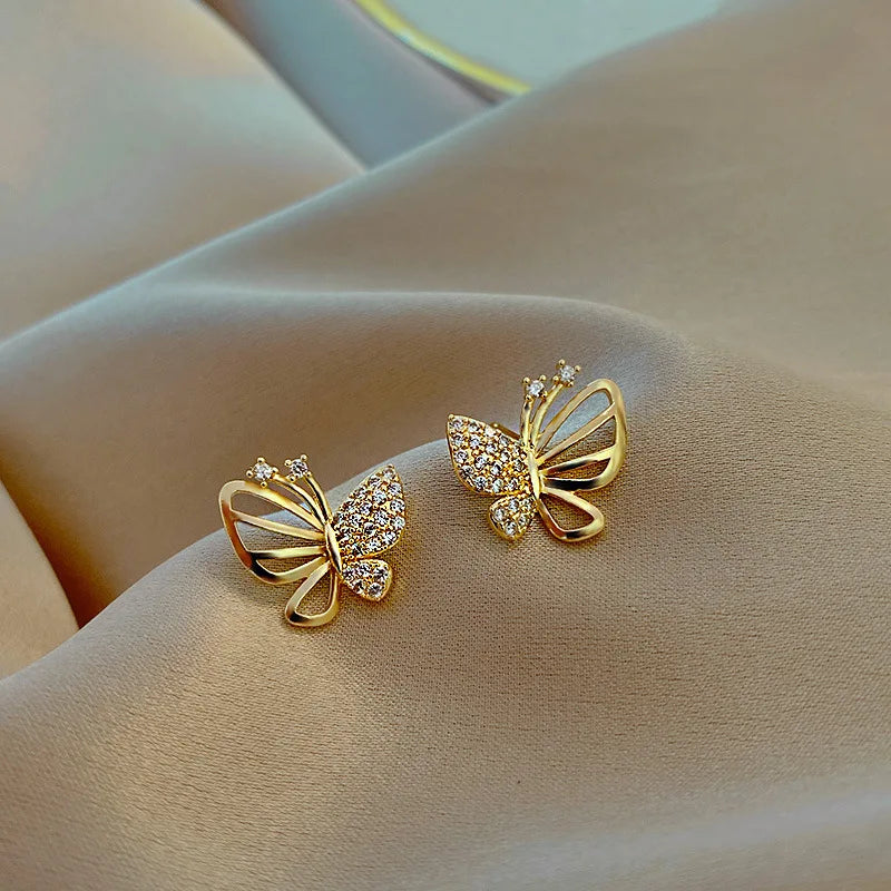 Sophisticated Women's Zircon Butterfly Stud Earrings | Elegant Jewelry | Timeless Accessories | Hypoallergenic Design 1