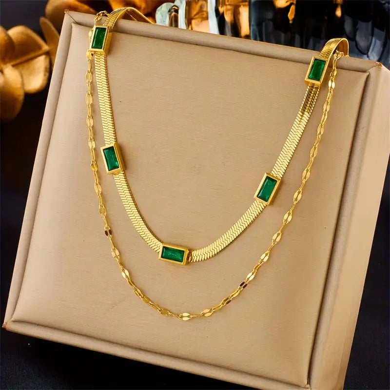 Sorella Gem Double-Layer Retro Necklace | Gold 0