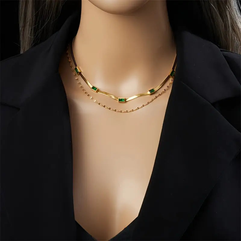 Sorella Gem Double-Layer Retro Necklace | Gold 3